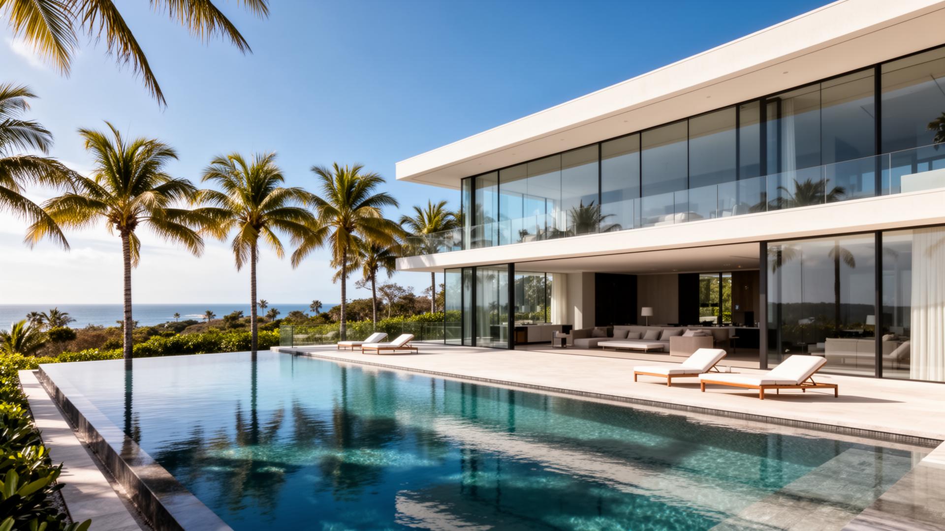 Ultra-modern luxury residence with panoramic glass and resort-style pool